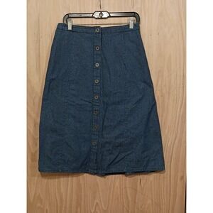The Vermont Country Store Midi Flare Skirt Womens MP Blue Denim Vintage USA Made